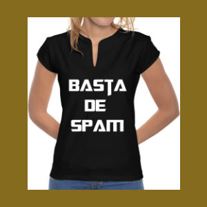 Camiseta Mujer Cuello Mao "Basta de Spam"